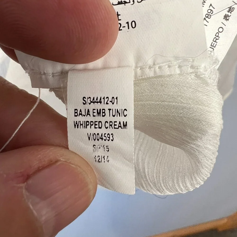 Old Navy Baja Embroidered Tunic Boho Peasant‎ in Whipped Cream Size M Sheer - Picture 5 of 10